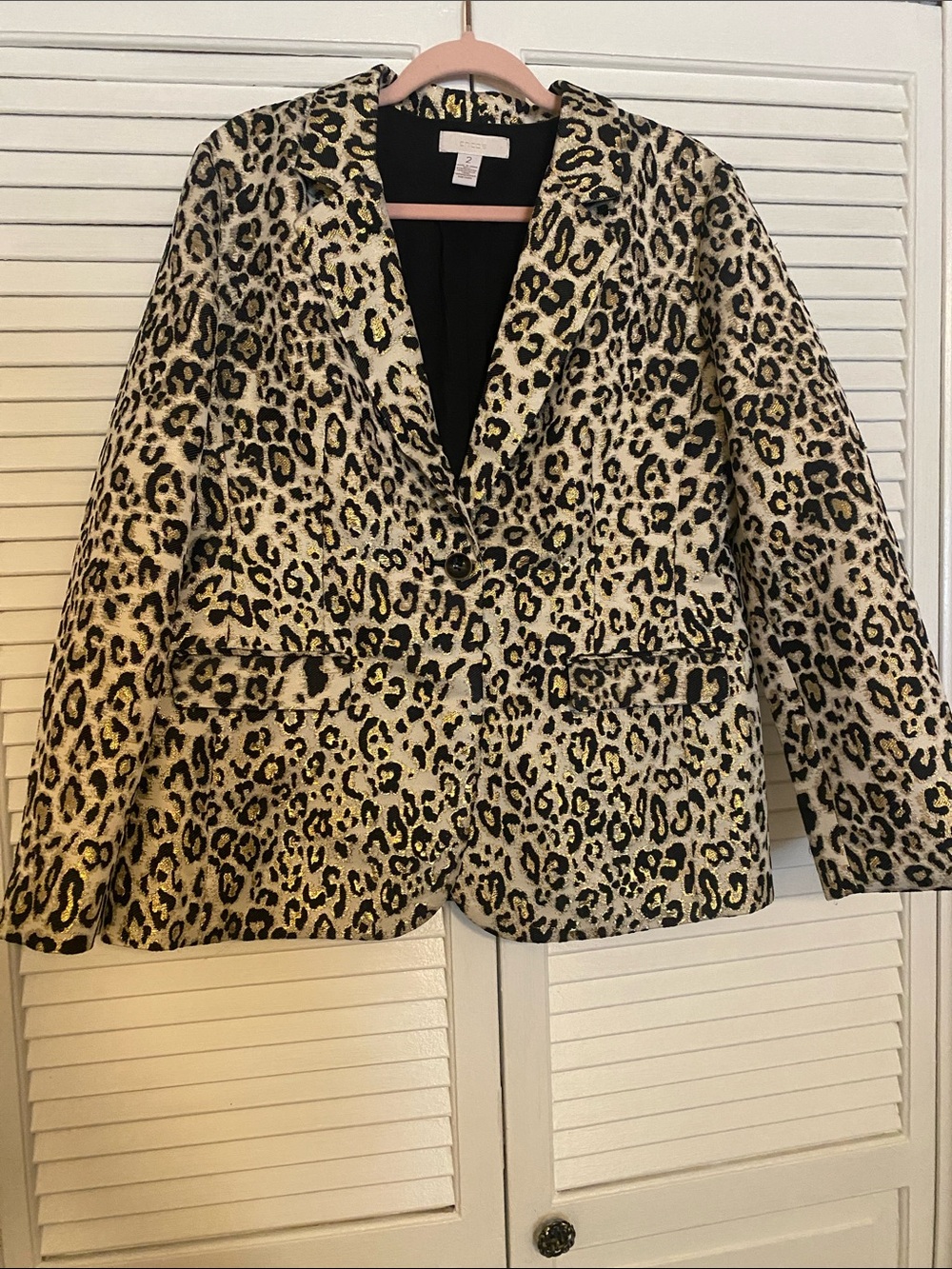 Chico's Leopard Print Blazer Jacket - Cream, Black, Gold